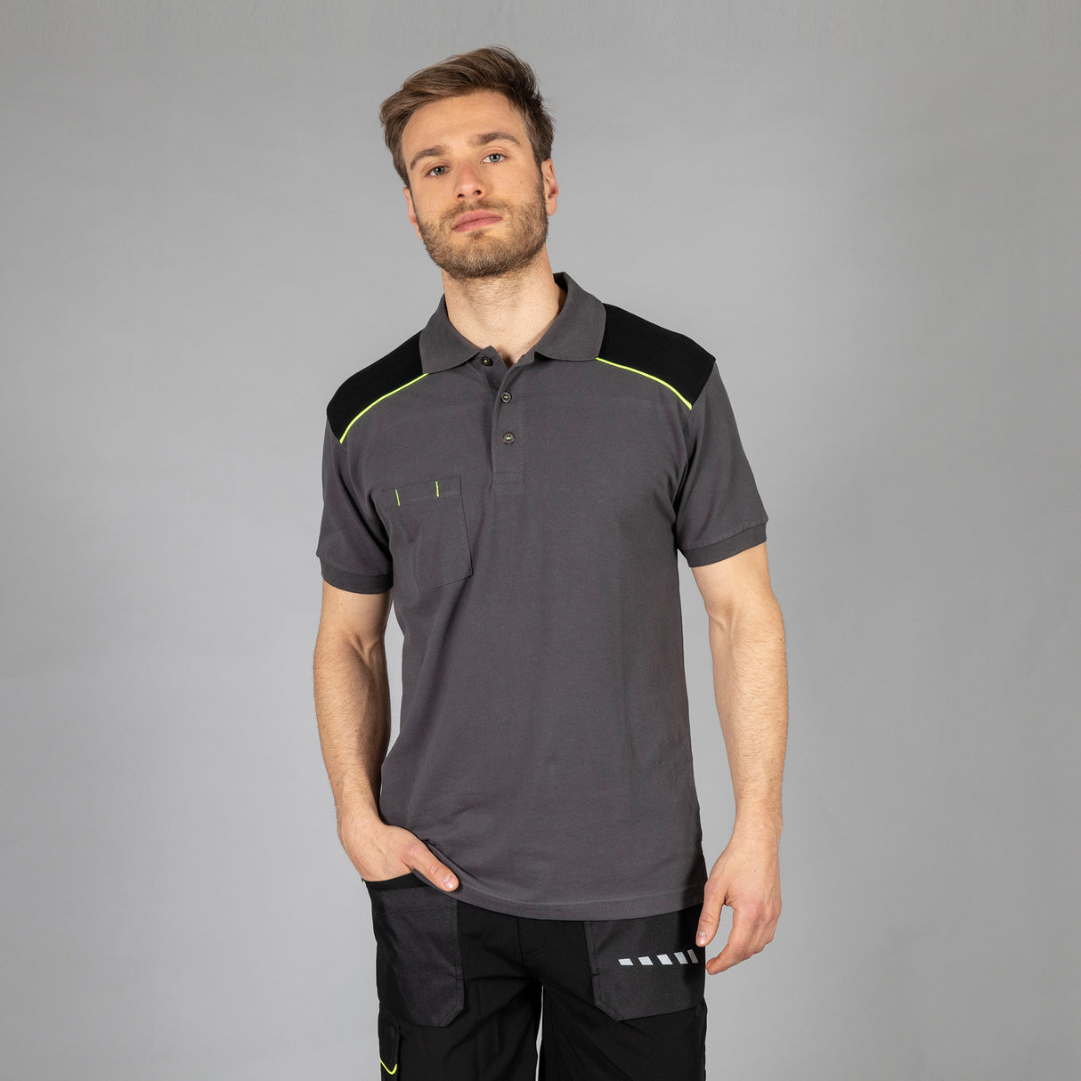 POLO DA LAVORO A MANICA CORTA ELASTICIZZATA JRC BORDEAUX UOMO